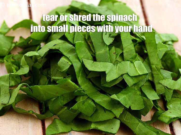 Step 6 – <meta charset="UTF-8" />Tear the spinach leaves into small pieces with your hand. We need 2&nbsp;cups&nbsp;<a …