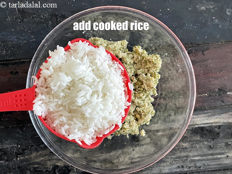 Step 6 – Add&nbsp;<meta charset="UTF-8" />1&nbsp;cup&nbsp;<a href="glossary-soaked-and-cooked-rice-1906i">cooked rice (chawal)</a>.