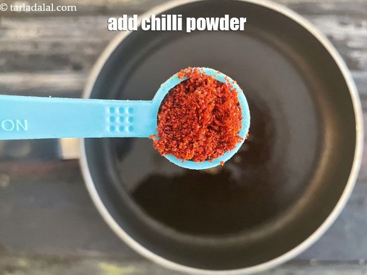 Step 18 – Add&nbsp;<meta charset="UTF-8" />1/2 tsp&nbsp;<a href="glossary-chilli-powder-red-chilli-powder-339i">chilli powder</a>.