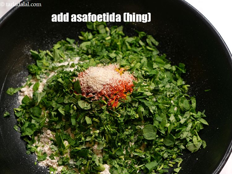 Step 7 – Add 1/4 tsp&nbsp;asafoetida (hing).