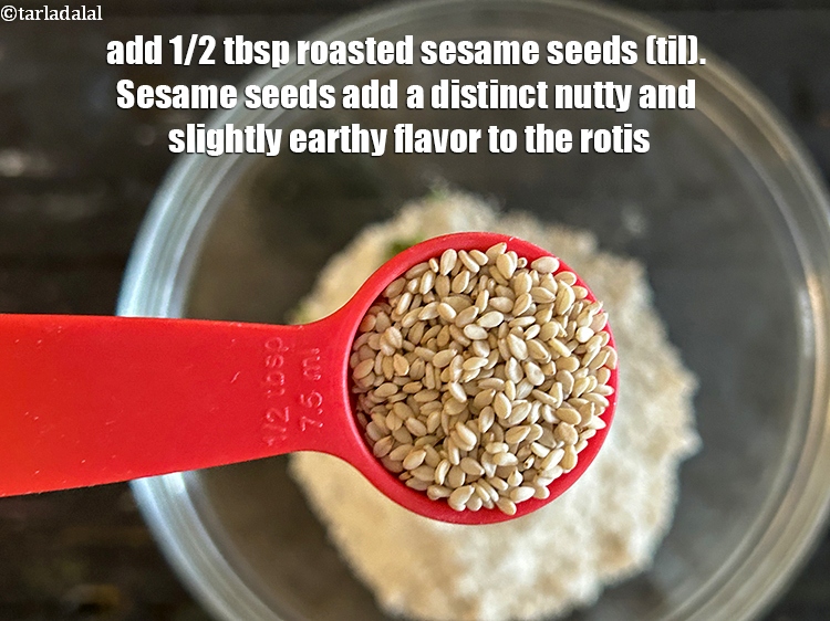 Step 7 – Add&nbsp;<meta charset="UTF-8" />1/2 tbsp <strong>roasted</strong>&nbsp;<a href="glossary-sesame-seeds-til-gingelly-seeds-612i">sesame seeds (til)</a>.&nbsp;Sesame seeds add a distinct nutty and slightly …