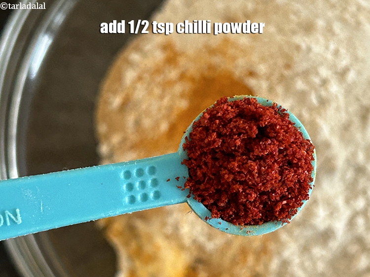Step 11 – Add&nbsp;<meta charset="UTF-8" />1/2 tsp&nbsp;<a href="glossary-chilli-powder-red-chilli-powder-339i">chilli powder</a>.