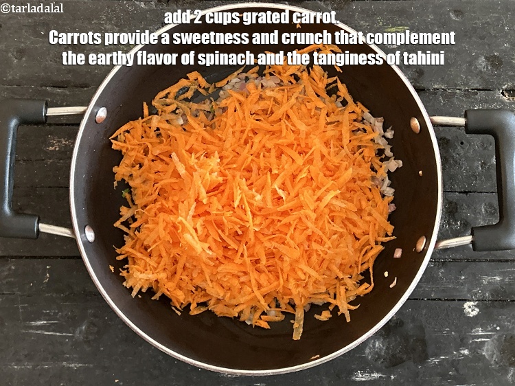 Step 9 – Add&nbsp;<strong>2 cups</strong>&nbsp;<a href="glossary-grated-carrot-816i">grated carrot</a>.&nbsp;Carrots provide a sweetness and crunch that complement the earthy flavor of …