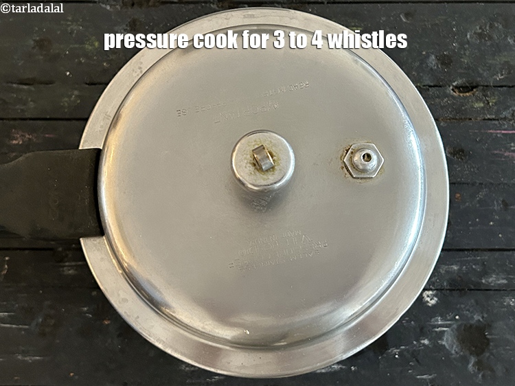 Step 9 – Pressure cook for 3 to 4 whistles.