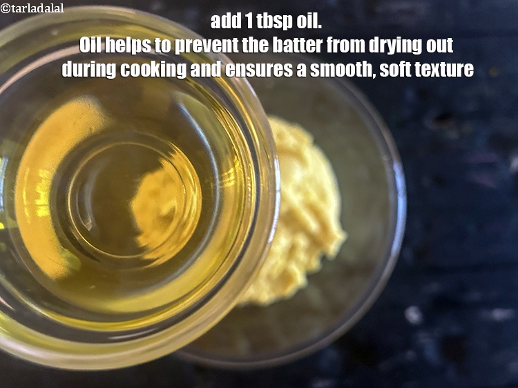 Step 9 – Add&nbsp;<meta charset="UTF-8" />1 tbsp&nbsp;<a href="glossary-oil-671i">oil</a>.&nbsp;<meta charset="UTF-8" />Oil helps to prevent the batter from drying out …