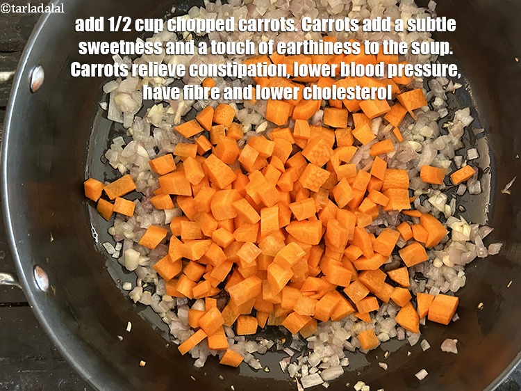 Step 7 – Add&nbsp;1/2 cup chopped carrots.&nbsp;Carrots add a subtle sweetness and a touch of earthiness to the …