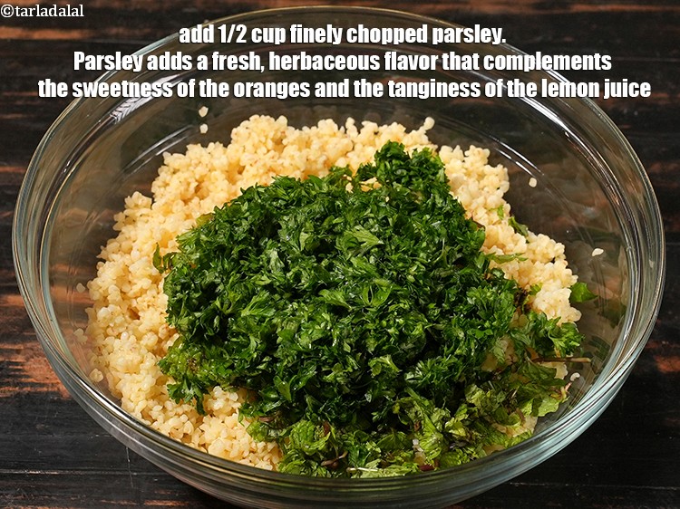 Step 19 – Add&nbsp;<meta charset="UTF-8" />1/2 cup&nbsp;finely&nbsp;<a href="glossary-chopped-parsley-793i">chopped parsley</a>.&nbsp;Parsley adds a fresh, herbaceous flavor that complements the sweetness …