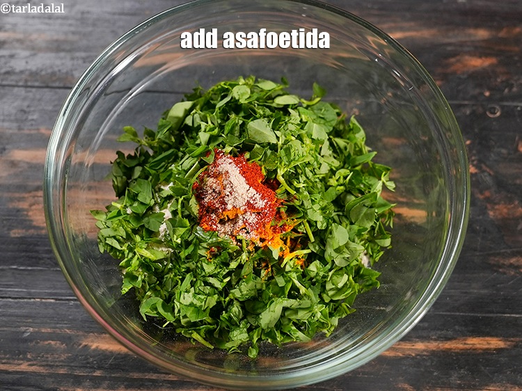 Step 7 – Add 1/4 tsp&nbsp;<a href="https://www.tarladalal.com/glossary-asafoetida-hing-113i">asafoetida (hing)</a>.