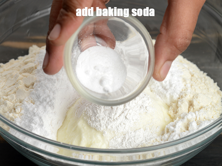 Step 7 – Add &frac12; tsp&nbsp;<a href="https://www.tarladalal.com/glossary-baking-soda-soda-bi-carb-615i">baking soda</a>.