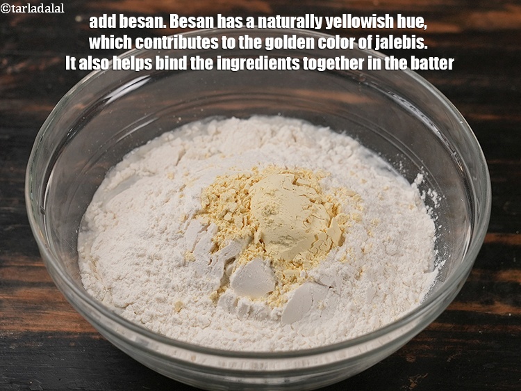 Step 7 – Add 1 tbsp <a href="https://tarladalal.com/glossary-besan-chana-dal-flour-bengal-gram-flour-952i">besan (bengal gram flour)</a>.&nbsp;Besan has a naturally yellowish hue, which contributes …