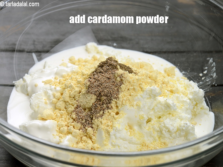 Step 7 – Add 1/8 tsp&nbsp;<a href="https://www.tarladalal.com/glossary-cardamom-powder-elaichi-powder-265i">cardamom (elaichi) powder</a>.&nbsp;