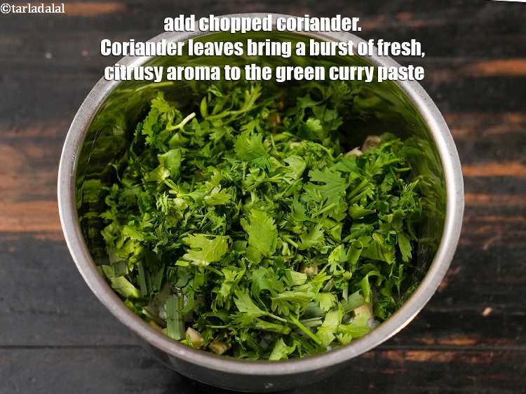 Step 7 – Add &frac14; cup <a href="https://www.tarladalal.com/glossary-chopped-coriander-783i">chopped coriander (dhania)</a>. Coriander leaves bring a burst of fresh, citrusy …
