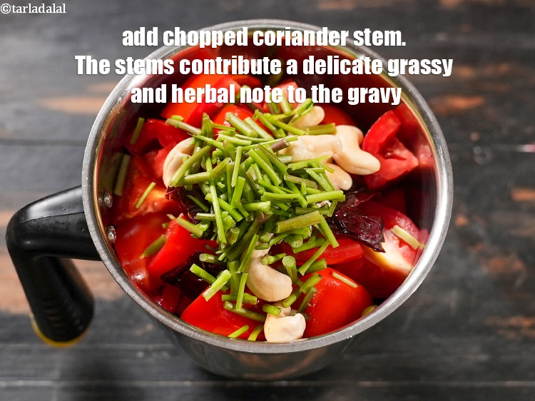 Step 7 – Add 2 tbsp chopped coriander stem. The stems contribute a delicate grassy and herbal note …