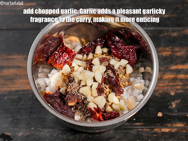 Step 7 – Add 2 tsp <a href="https://www.tarladalal.com/glossary-chopped-garlic-790i">chopped garlic (lehsun)</a>. Garlic adds a pleasant garlicky fragrance to the …