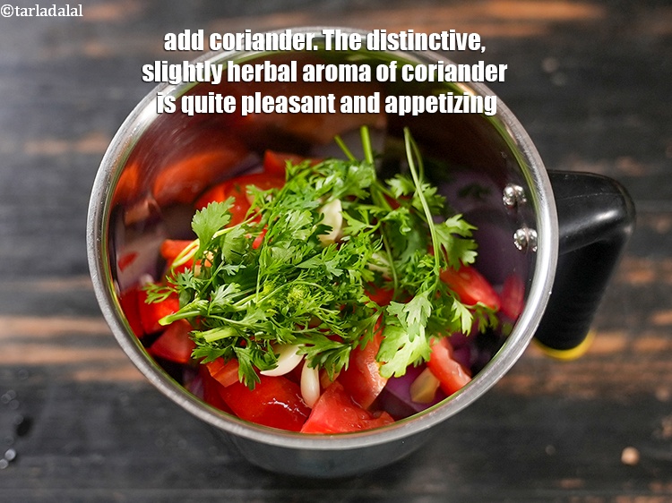 Step 7 – Add 1 tbsp <a href="https://www.tarladalal.com/glossary-coriander-dhania-kothmir-369i">coriander (dhania)</a>. The distinctive, slightly herbal aroma of coriander is quite …