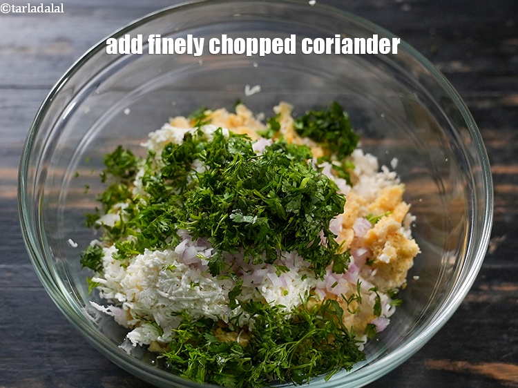 Step 7 – Add 2 tbsp finely&nbsp;<a href="https://www.tarladalal.com/glossary-chopped-coriander-783i">chopped coriander (dhania)</a>.