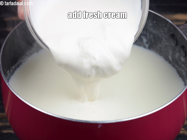Step 7 – Add &frac12; cup fresh cream.