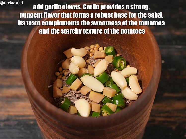 Step 7 – Add 8 to 10 <a href="https://www.tarladalal.com/glossary-garlic-cloves-1857i">garlic (lehsun) cloves</a>. Garlic provides a strong, pungent flavor that …