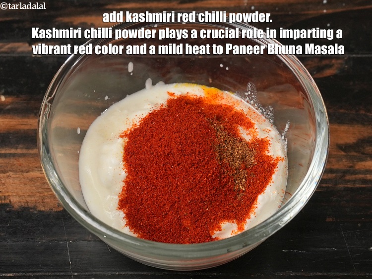Step 7 – Add 1 tsp <a href="https://www.tarladalal.com/glossary-kashmiri-red-chilli-powder-kashmiri-mirch-powder-2684i">kashmiri red chilli powder</a>. Kashmiri chilli powder plays a crucial role …
