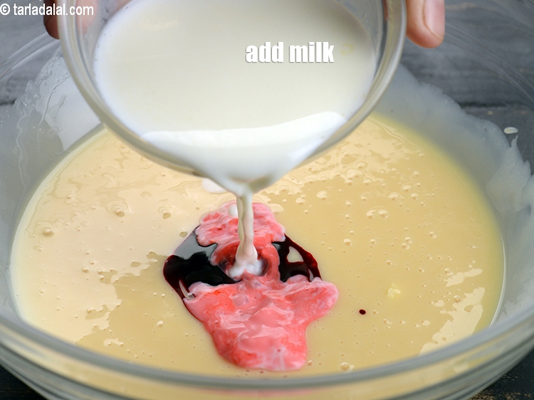 Step 11 – Add &frac12; cup milk.