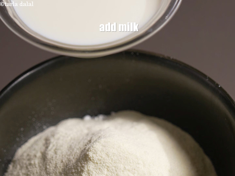 Step 7 – Add &frac34; cup milk.