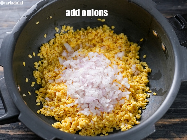 Step 7 – Add &frac12; cup finely chopped onions.