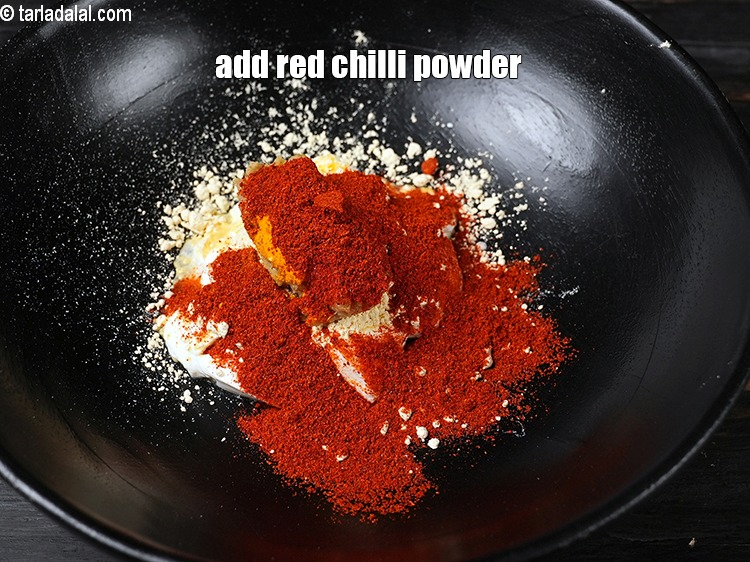 Step 8 – Add 1 1/2 tbsp red <a href="https://www.tarladalal.com/glossary-chilli-powder-red-chilli-powder-339i">chilli powder</a>.
