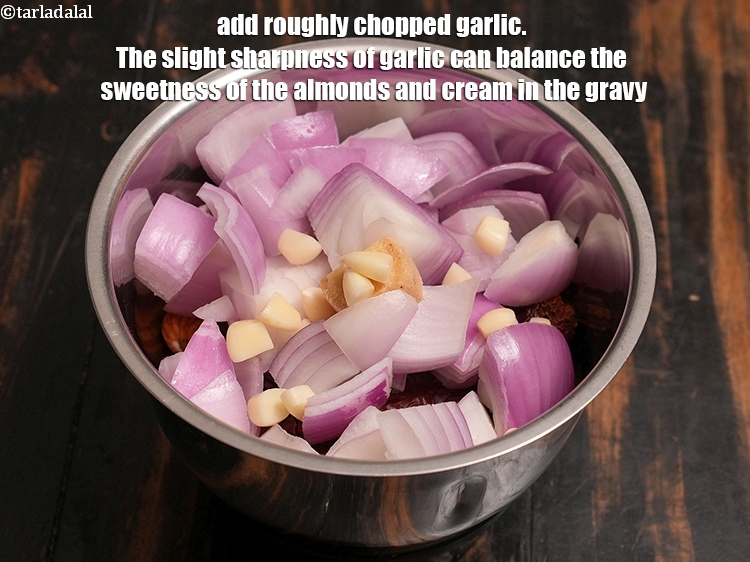 Step 7 – Add 1 tsp roughly&nbsp;<a href="https://www.tarladalal.com/glossary-chopped-garlic-790i">chopped garlic (lehsun)</a>. The slight sharpness of garlic can balance the …