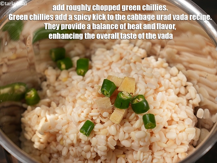 Step 7 – Add &frac12; tsp roughly <a href="https://www.tarladalal.com/glossary-chopped-green-chilli-820i">chopped green chillies</a>. Green chillies add a spicy kick to …