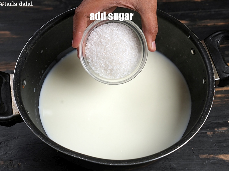 Step 7 – Add &frac12; cup sugar.