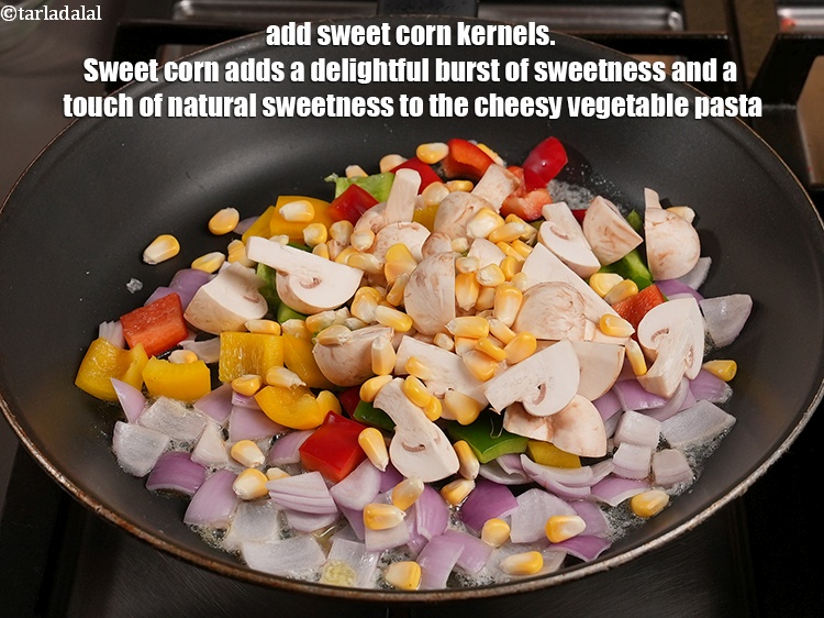 Step 7 – Add &frac14; cup <a href="https://www.tarladalal.com/glossary-sweet-corn-kernels-makai-ke-dane-156i">sweet corn kernels (makai ke dane)</a>. Sweet corn adds a delightful …
