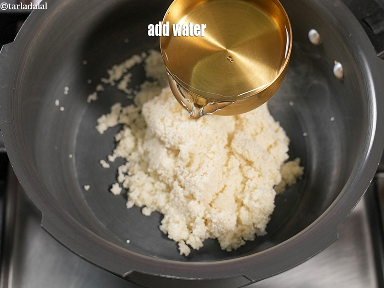 Step 7 – Add &frac12; cup water.