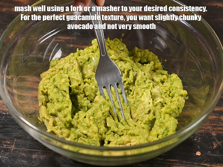 Step 18 – For a smooth and creamy texture, mash the avocados gently with a fork. Avoid over-mashing, …