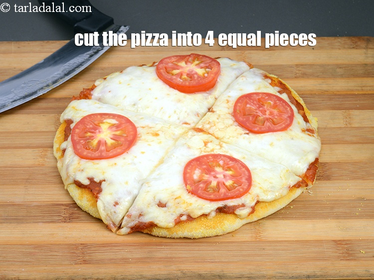 Step 53 – Cut the pizza into 4 equal pieces.