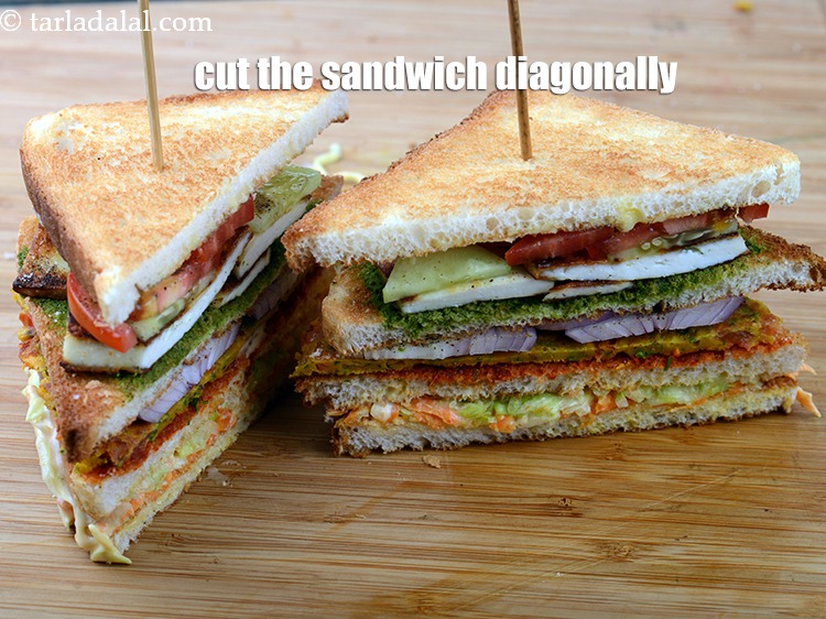 Step 56 – Cut the sandwich diagonally.