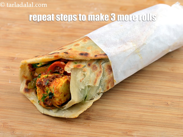Step 62 – Repeat above steps to make 3 more kathi rolls.&nbsp;