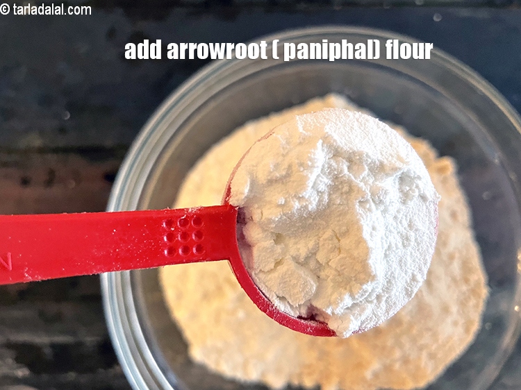 Step 7 – Add&nbsp;<meta charset="UTF-8" />4 tbsp&nbsp;<a href="glossary-arrowroot-flour-arrowroot-ka-atta-paniphal-flour-111i">arrowroot (paniphal) flour</a>.