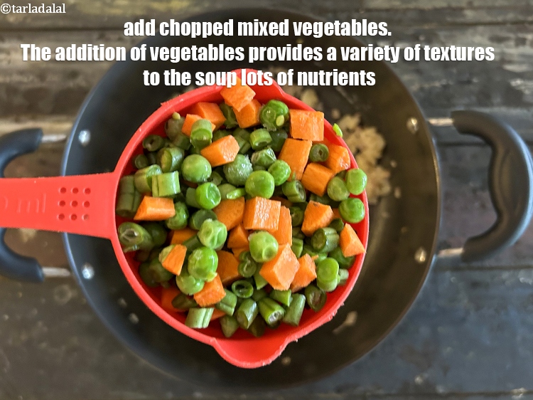 Step 8 – Add 1&nbsp;cup chopped &nbsp;mixed vegetables.&nbsp;The addition of mixed boiled vegetables provides a variety of textures …