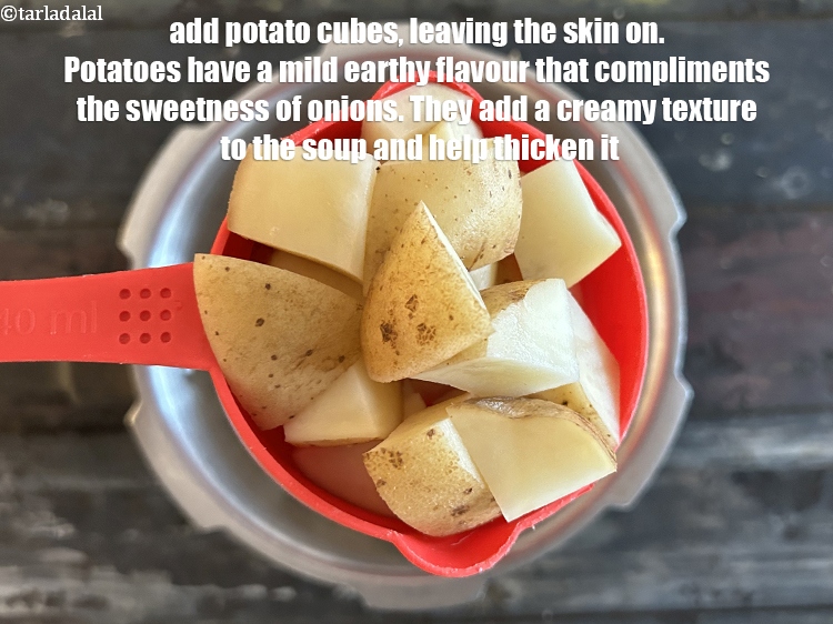 Step 8 – Add&nbsp;<meta charset="UTF-8" />1 cup&nbsp;<a href="glossary-potato-cubes-725i">potato cubes</a>,&nbsp;<strong>&nbsp;leaving the skin on.&nbsp;</strong>Potatoes have a mild, earthy flavor that …