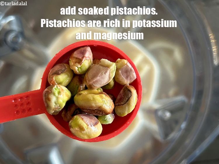 Step 15 – Add <strong>2&nbsp;tbsp</strong>&nbsp;saoked&nbsp;pistachios.&nbsp;Pistachios are rich in <a href="https://www.tarladalal.com/recipes-for-potassium-rich-1075" target="_blank">potassium </a>(helps regulate the body&#39;s fluid balance), <a …