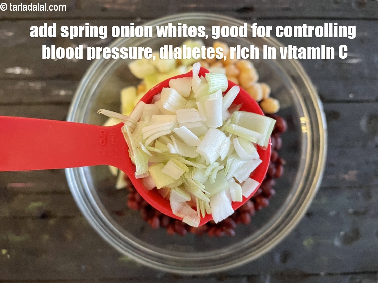 Step 10 – Add&nbsp;<meta charset="UTF-8" />1/4 cup&nbsp;<a href="glossary-chopped-spring-onion-whites-815i">chopped spring onions whites</a>.&nbsp;Here the sulfur compounds and&nbsp;<a href="https://www.tarladalal.com/recipes-for-Antioxidant-Rich-1054">antioxidant</a>&nbsp;quercetin together help …