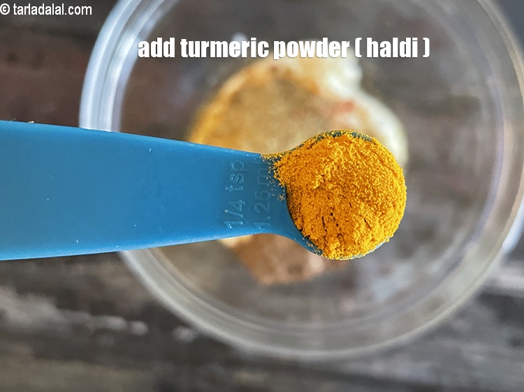 Step 9 – Add&nbsp;<meta charset="UTF-8" />1/4 tsp&nbsp;<a href="glossary-turmeric-powder-haldi-645i">turmeric powder (haldi)</a>.