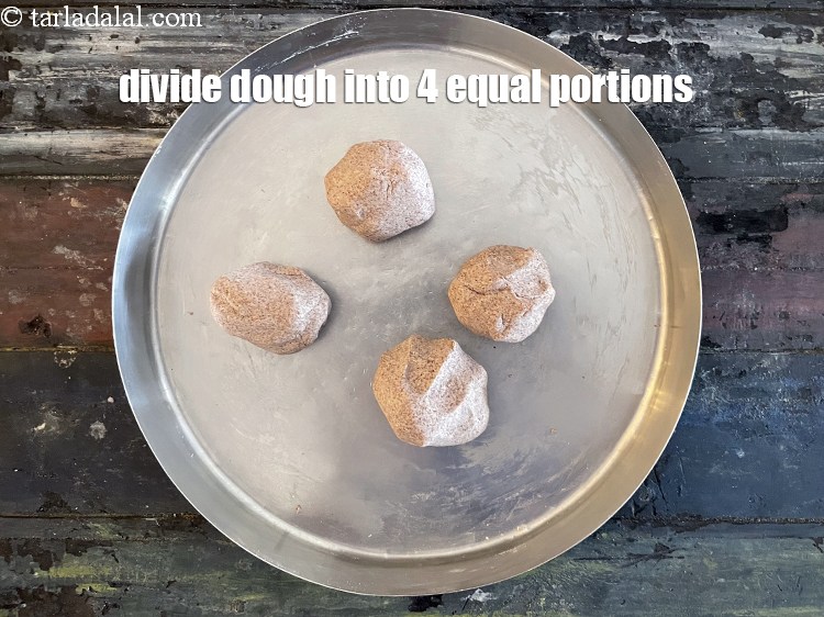 Step 8 – Divide the dough into 4&nbsp;equal portions.