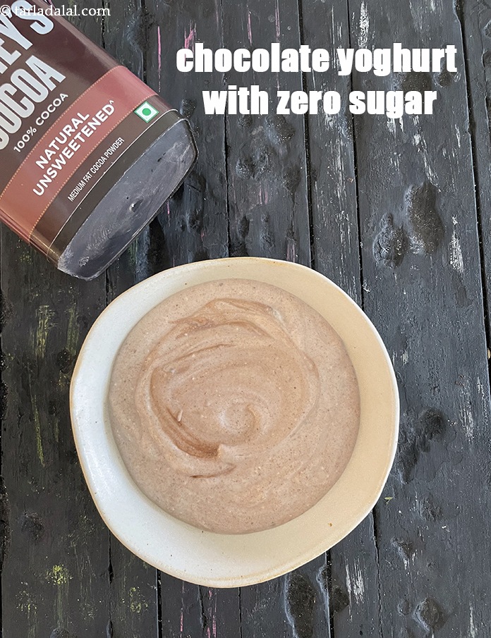 Step 9 – Serve <strong>curd with honey and cocoa powder | chocolate yoghurt with zero sugar | healthy …
