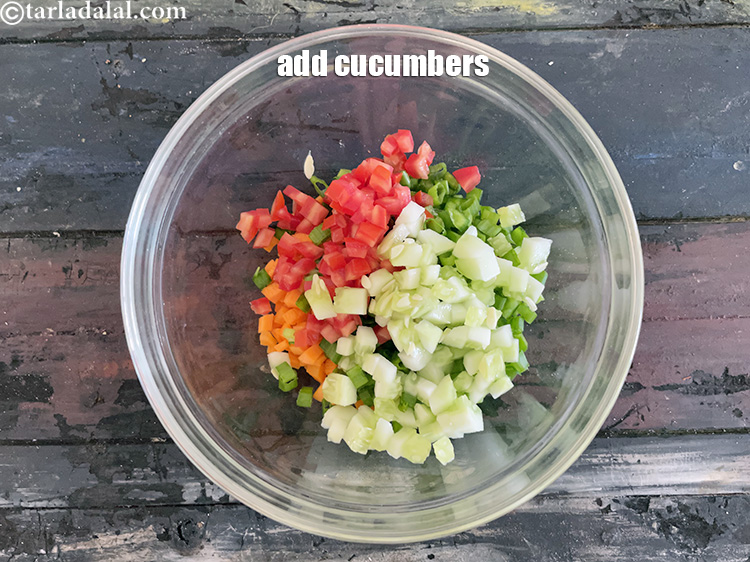 Step 8 – Add&nbsp;<meta charset="UTF-8" />1/4 cup&nbsp;<a href="glossary-chopped-cucumber-795i">chopped cucumber</a>.