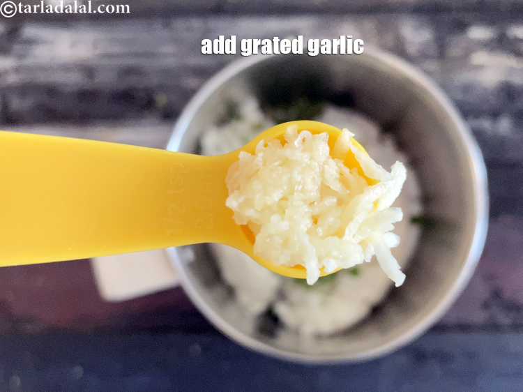 Step 8 – Add&nbsp;<meta charset="UTF-8" />1/2 tsp&nbsp;<a href="glossary-grated-garlic-859i">grated garlic (lehsun)</a>.