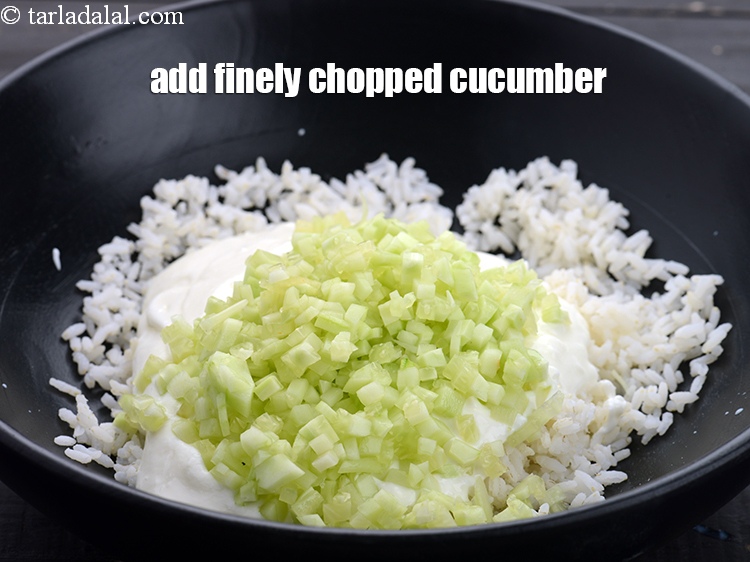 Step 8 – Add 1/2 cup&nbsp;finely&nbsp;<a href="https://www.tarladalal.com/glossary-chopped-cucumber-795i">chopped cucumber</a>.&nbsp;