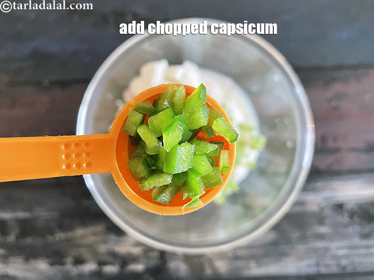 Step 11 – Add&nbsp;<meta charset="UTF-8" />2 tsp&nbsp;finely&nbsp;<a href="glossary-chopped-capsicum-164i">chopped capsicum</a>.