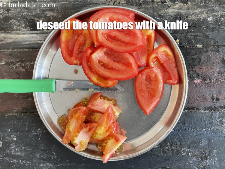 Step 9 – Deseed the tomatoes with a knife.