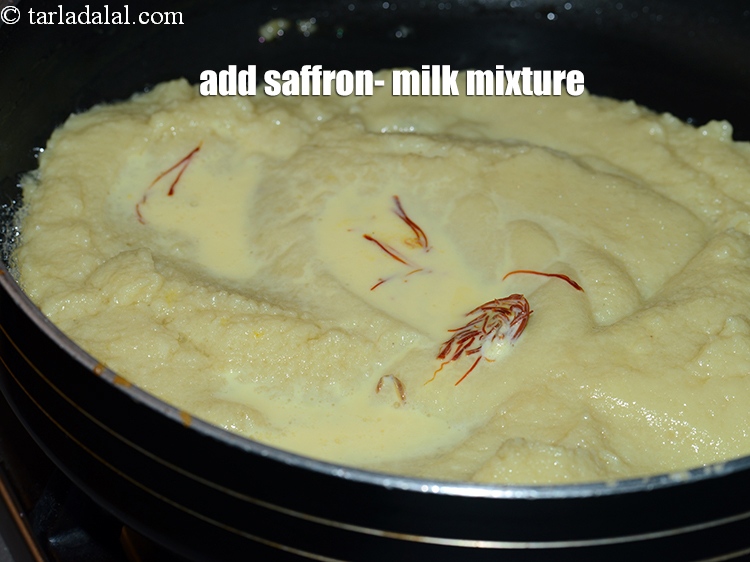 Step 7 – Add the saffron- milk mixture.